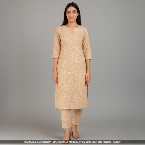 Thread Embroidered Cambric Cotton Fabric-F3674